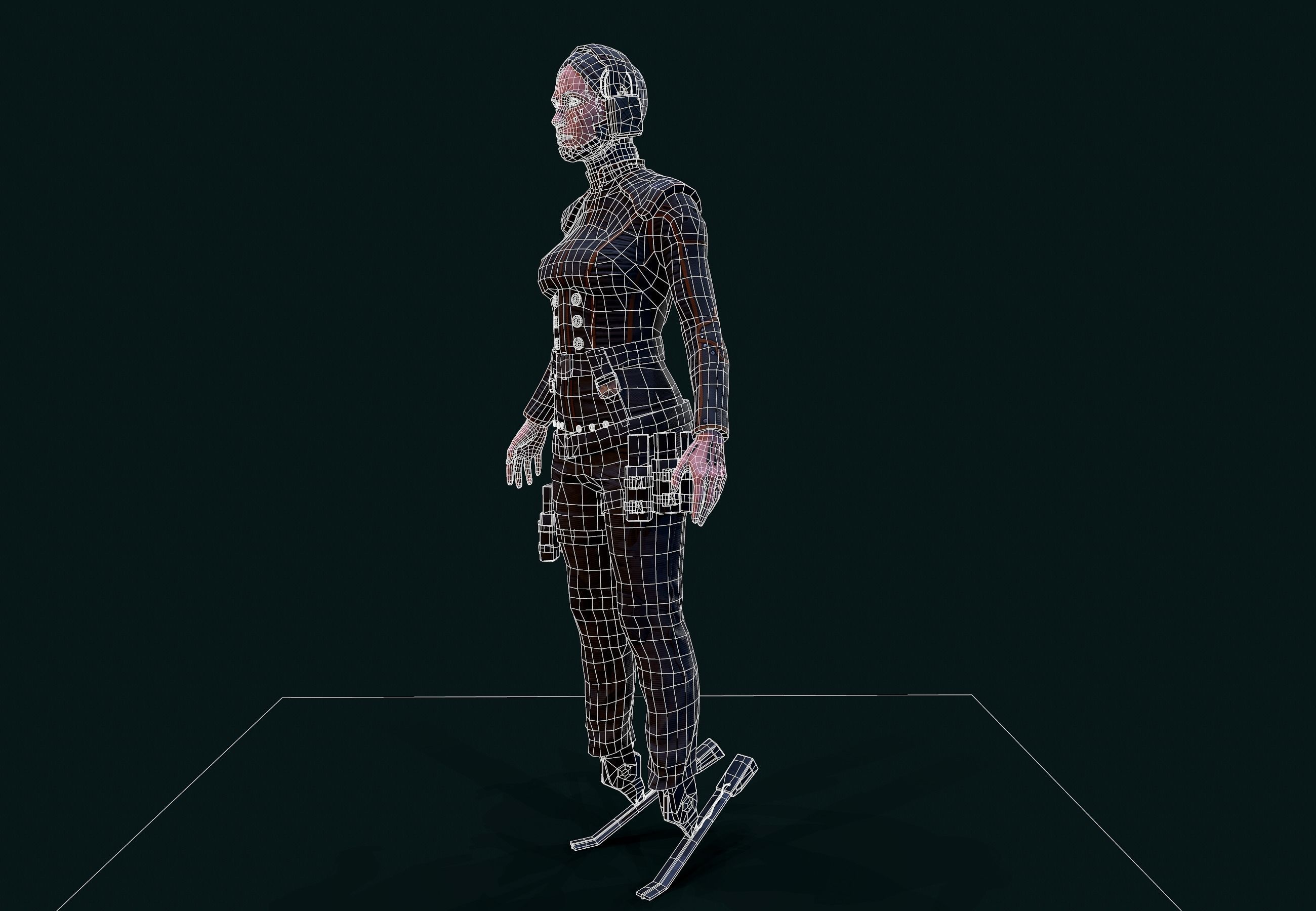 Cyberpunk Girl Low-poly 3D model_11