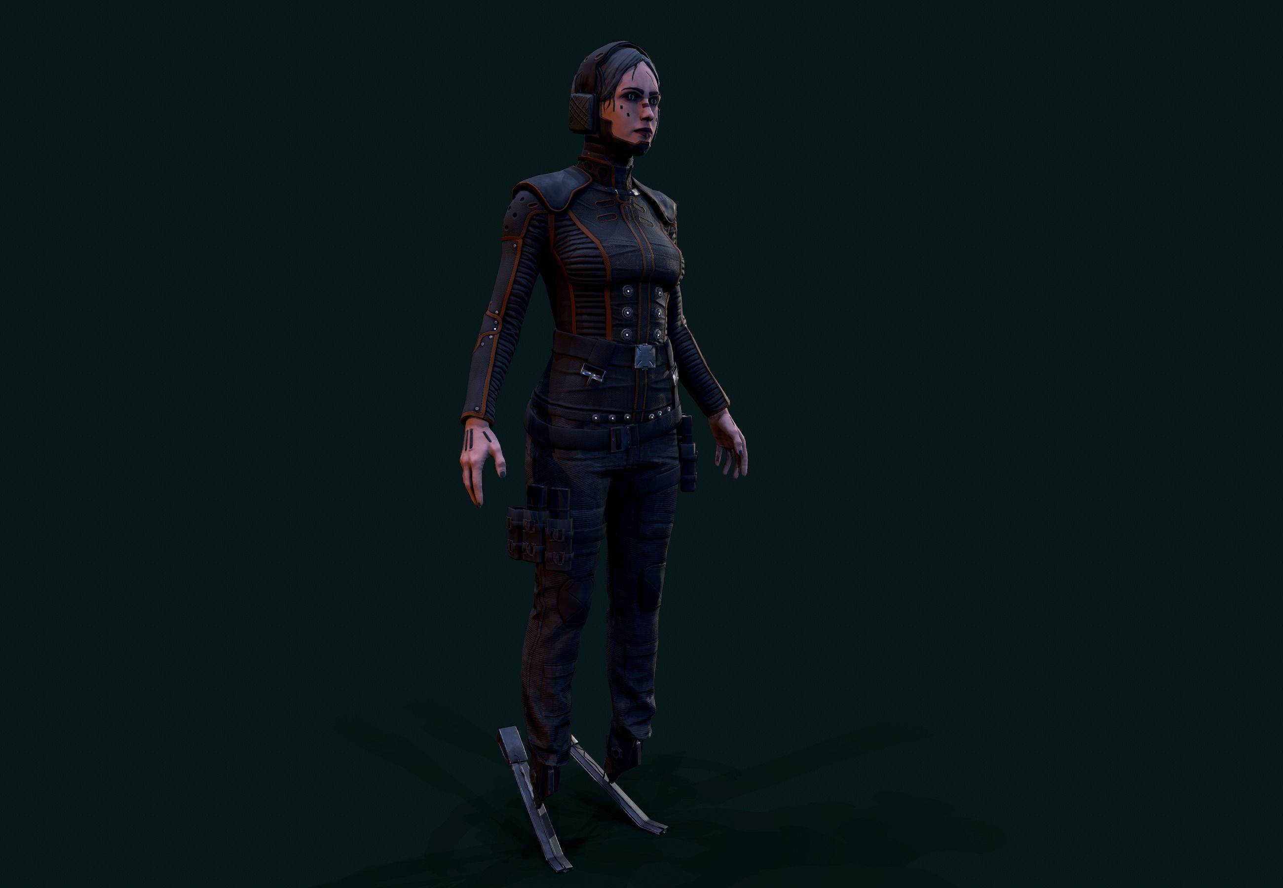 Cyberpunk Girl Low-poly 3D model_3