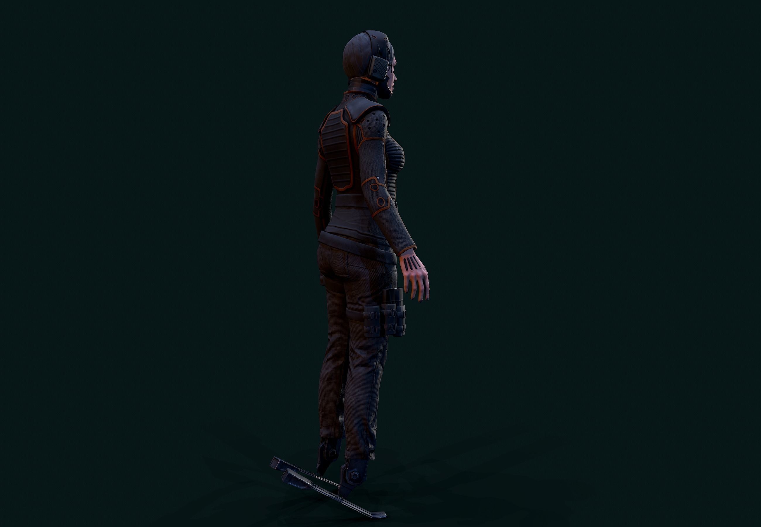 Cyberpunk Girl Low-poly 3D model_4