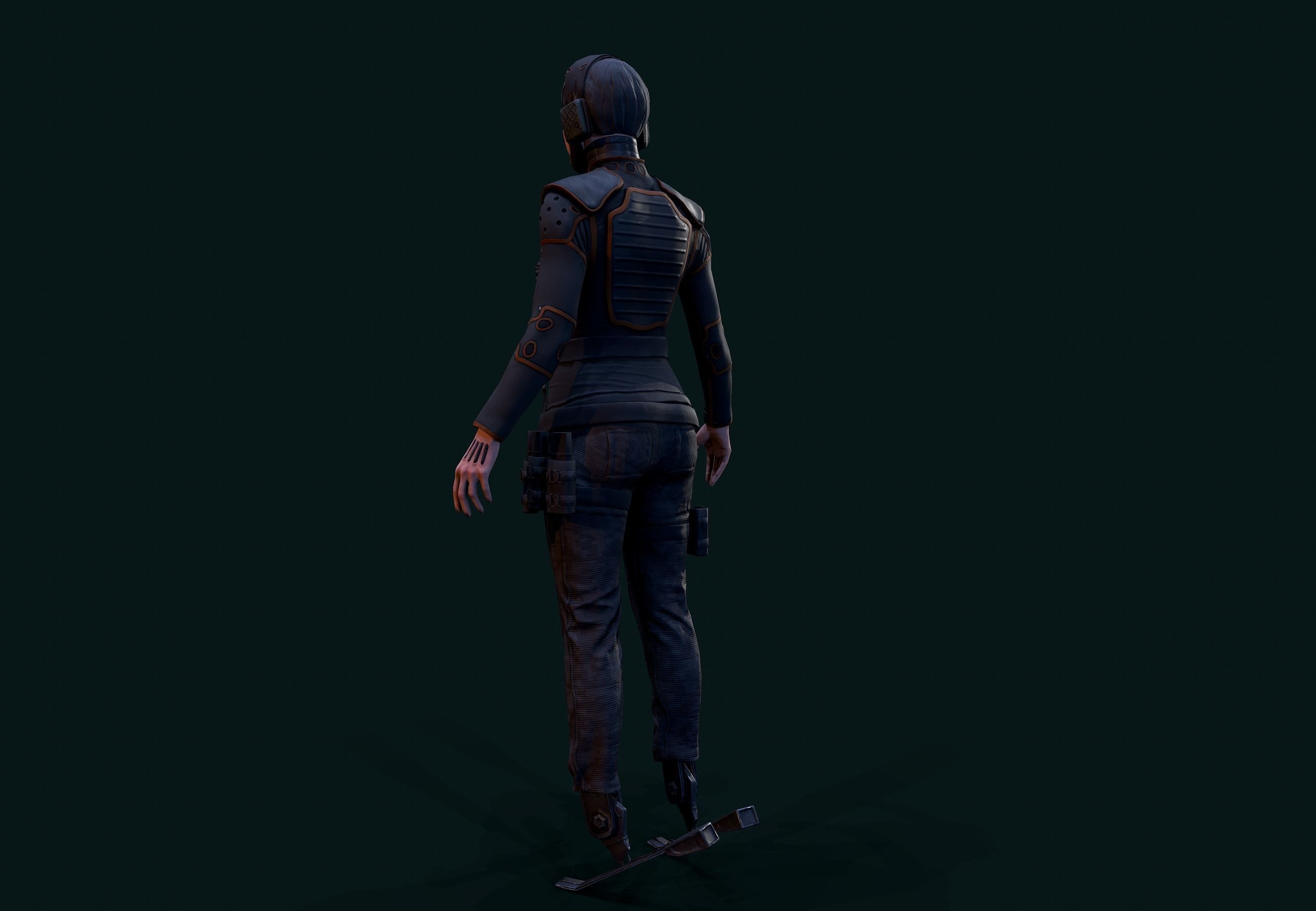 Cyberpunk Girl Low-poly 3D model_5