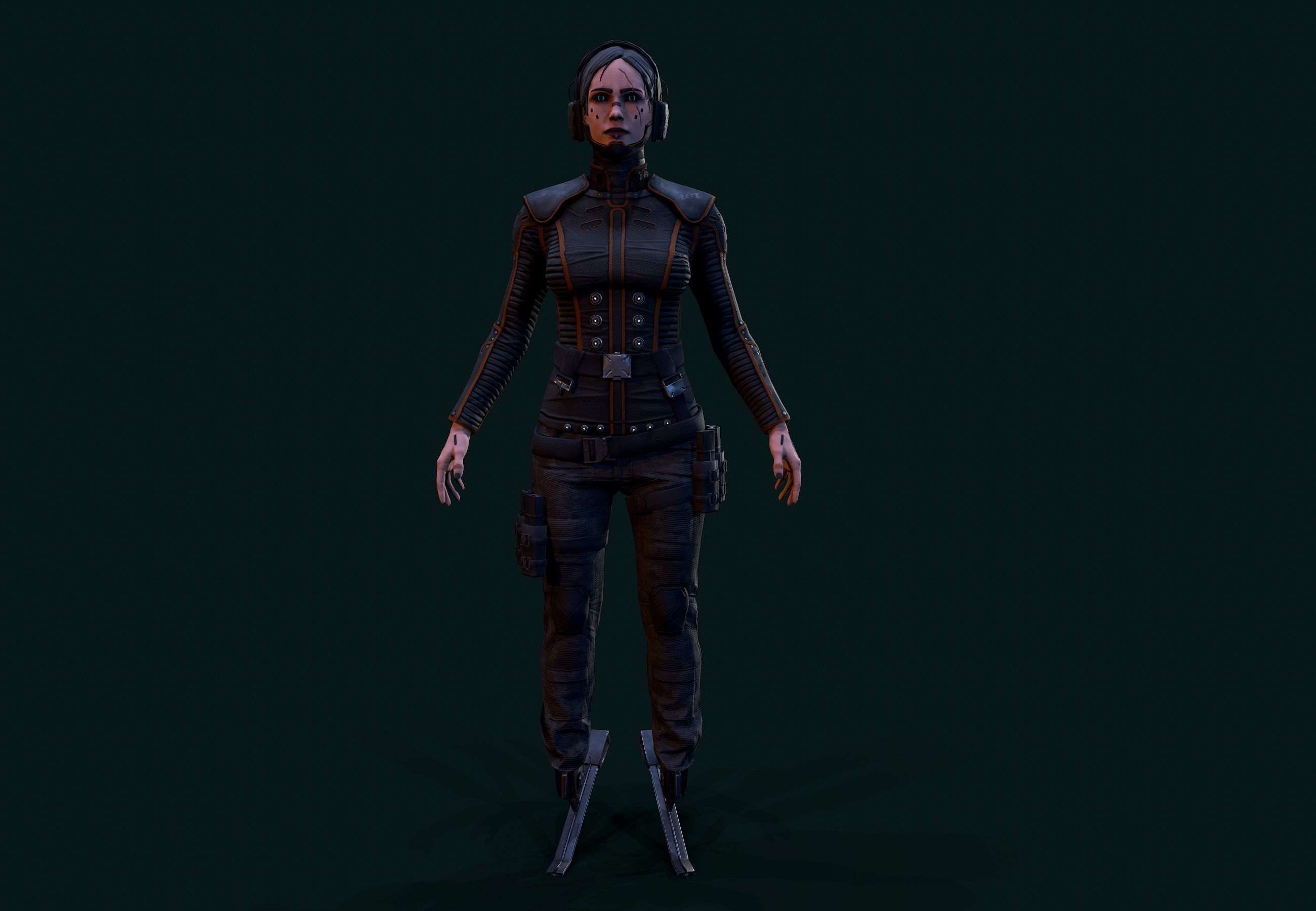 Cyberpunk Girl Low-poly 3D model_2