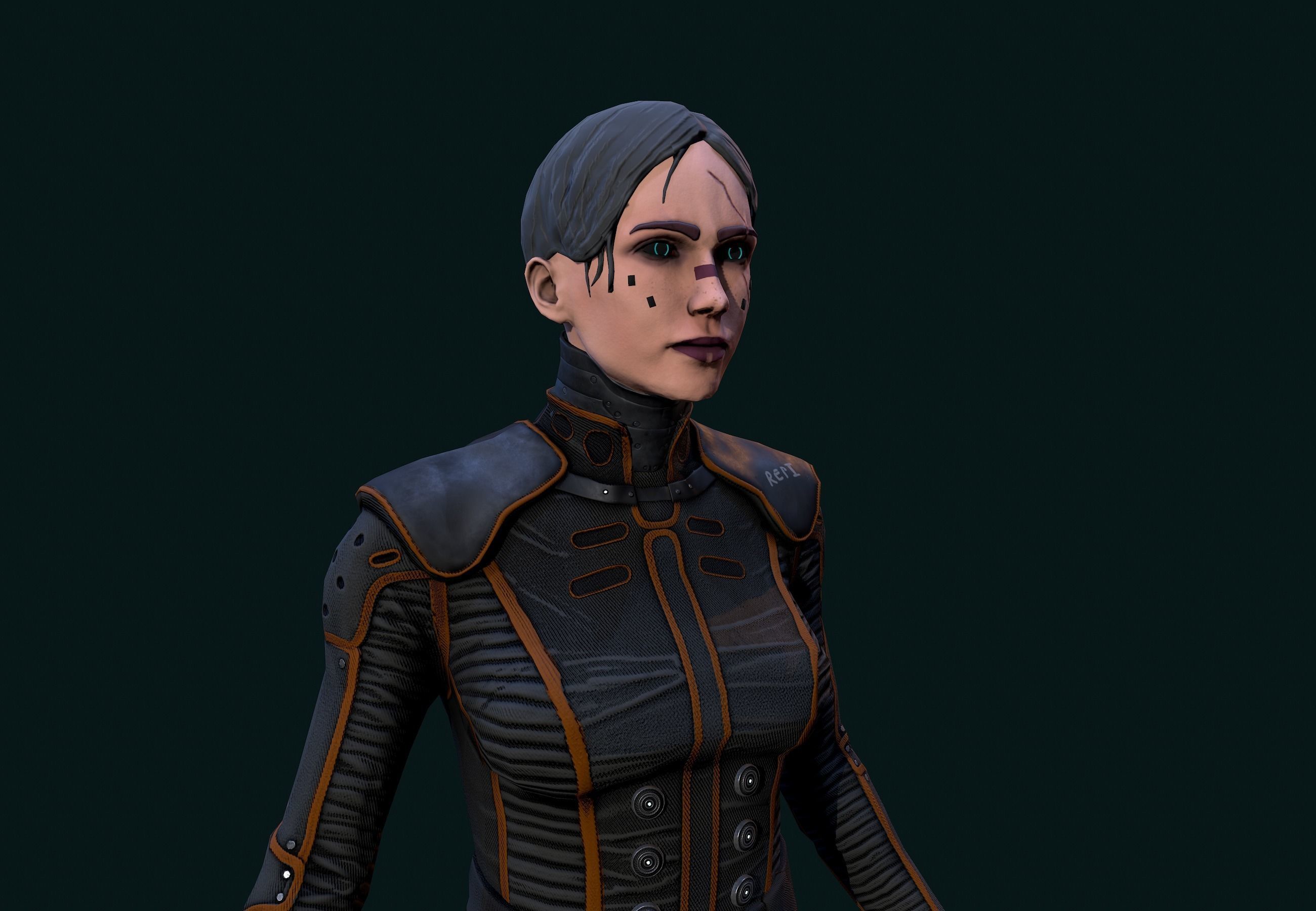 Cyberpunk Girl Low-poly 3D model_13