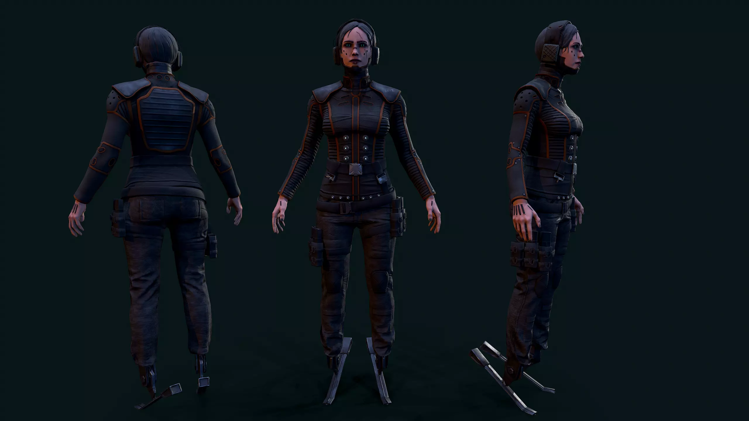 Cyberpunk Girl Low-poly 3D model_0