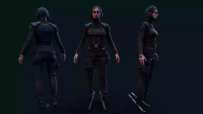 Cyberpunk Girl Low-poly 3D model