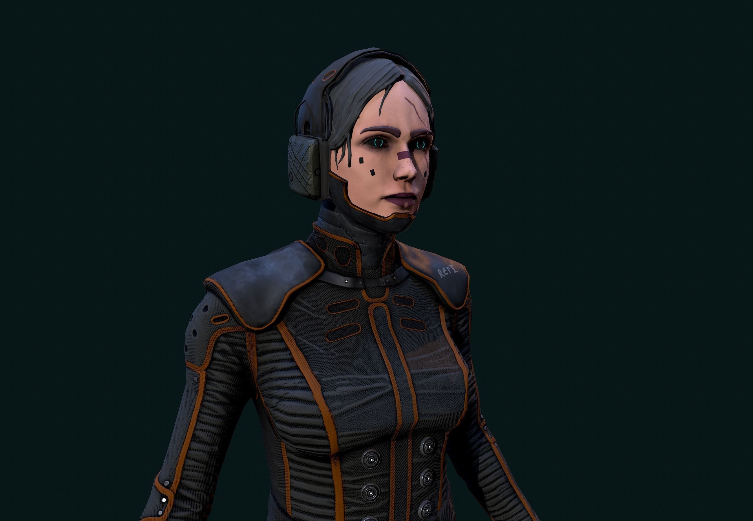 Cyberpunk Girl Low-poly 3D model_14