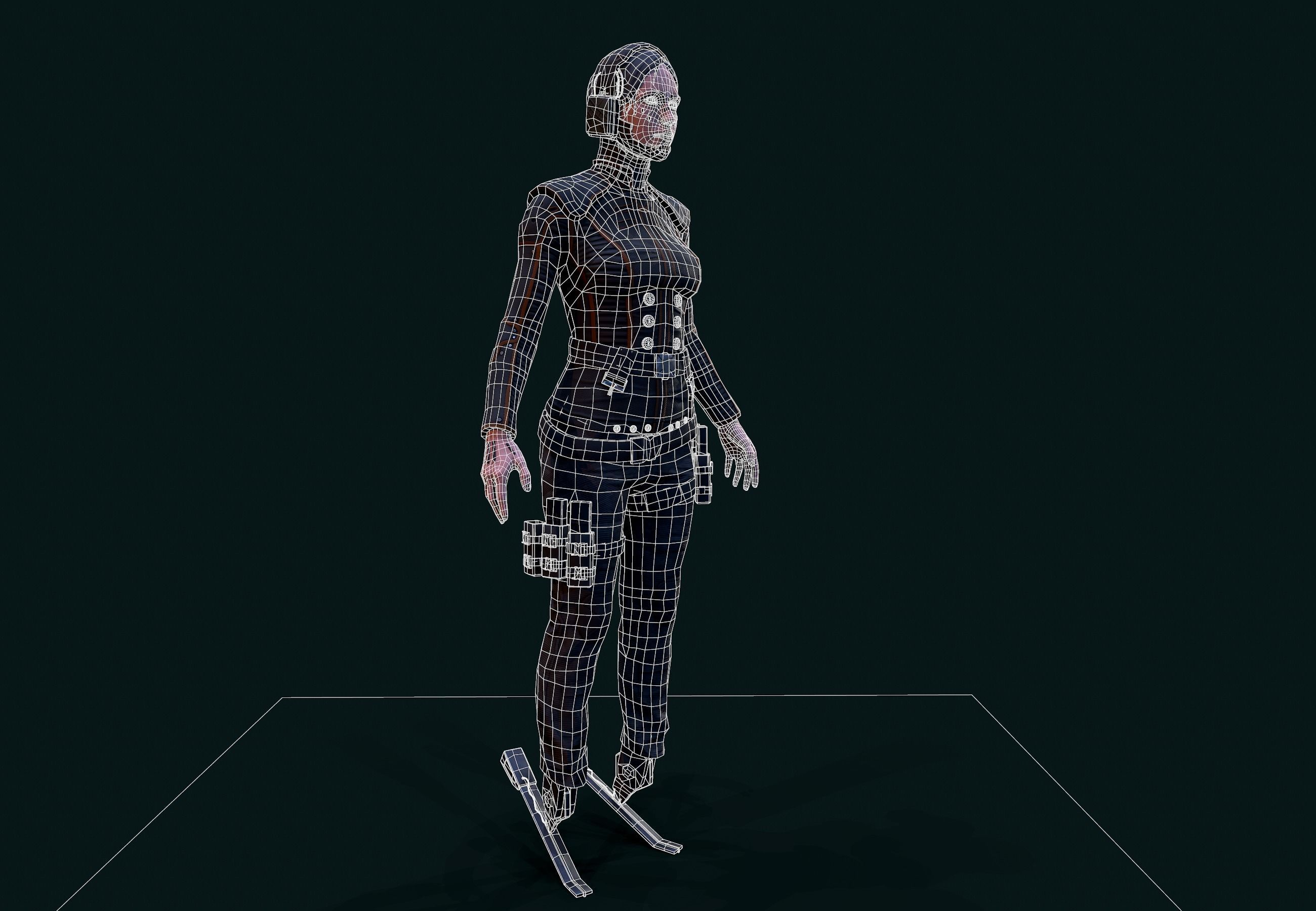 Cyberpunk Girl Low-poly 3D model_8