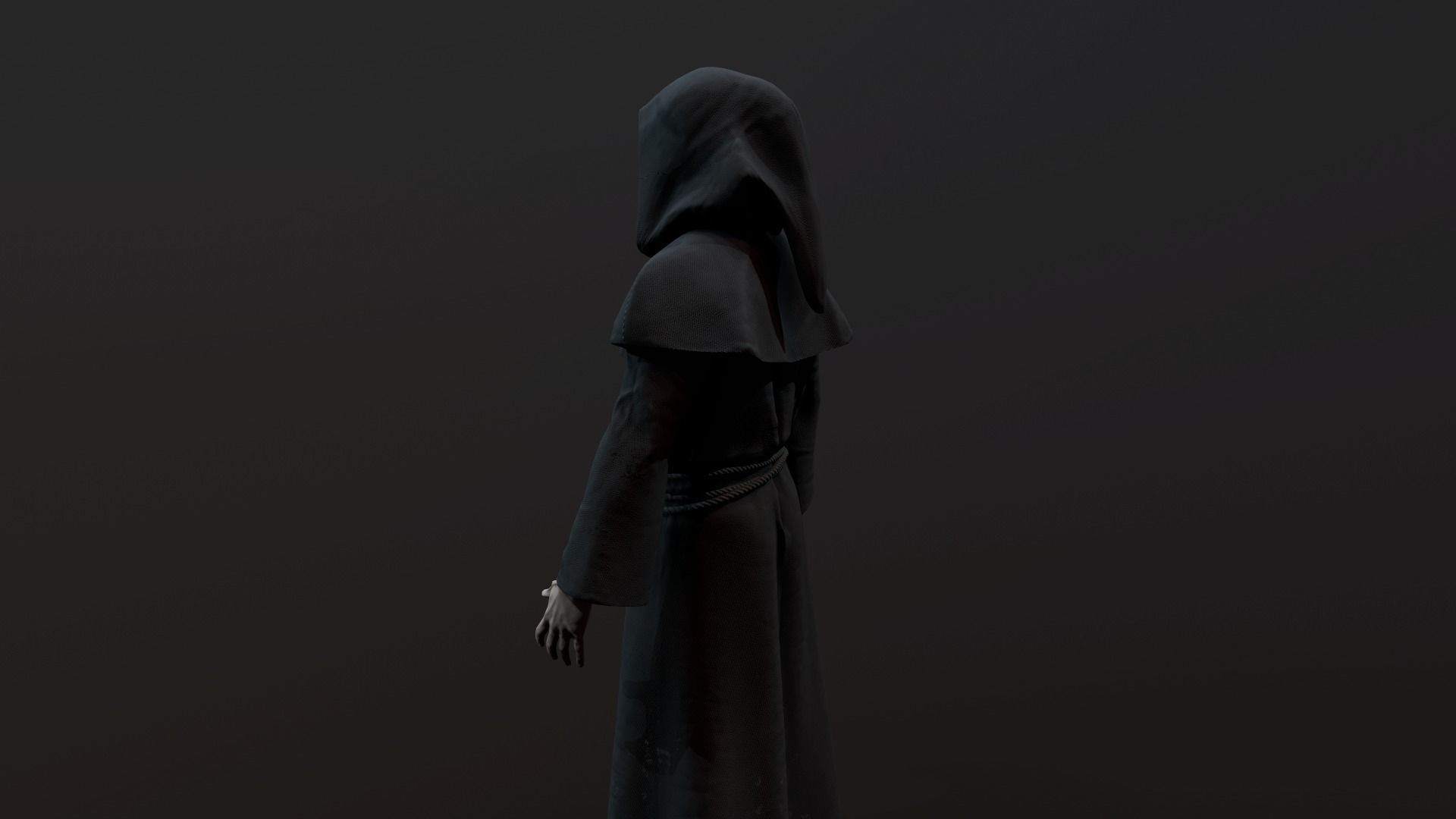 Monk 3d in robe Low-poly 3D model_7