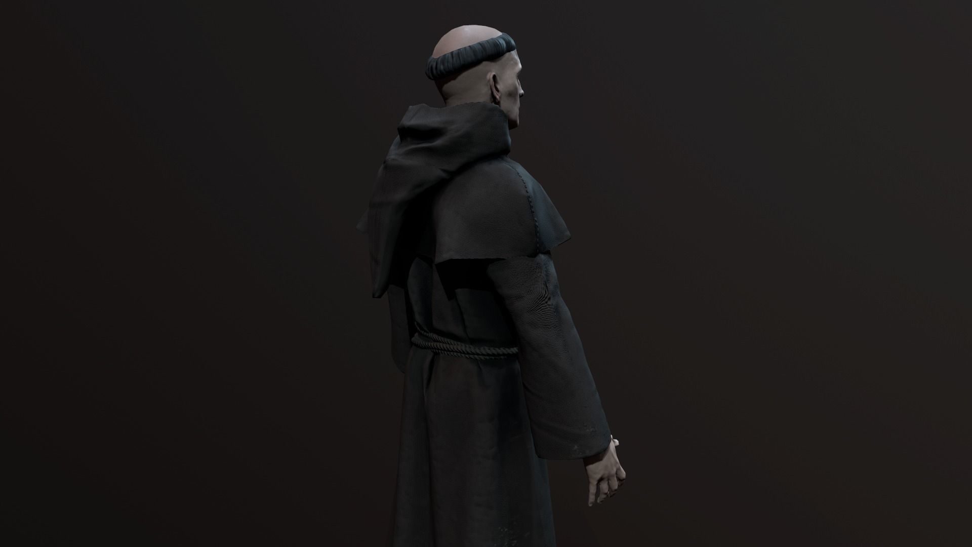 Monk 3d in robe Low-poly 3D model_11