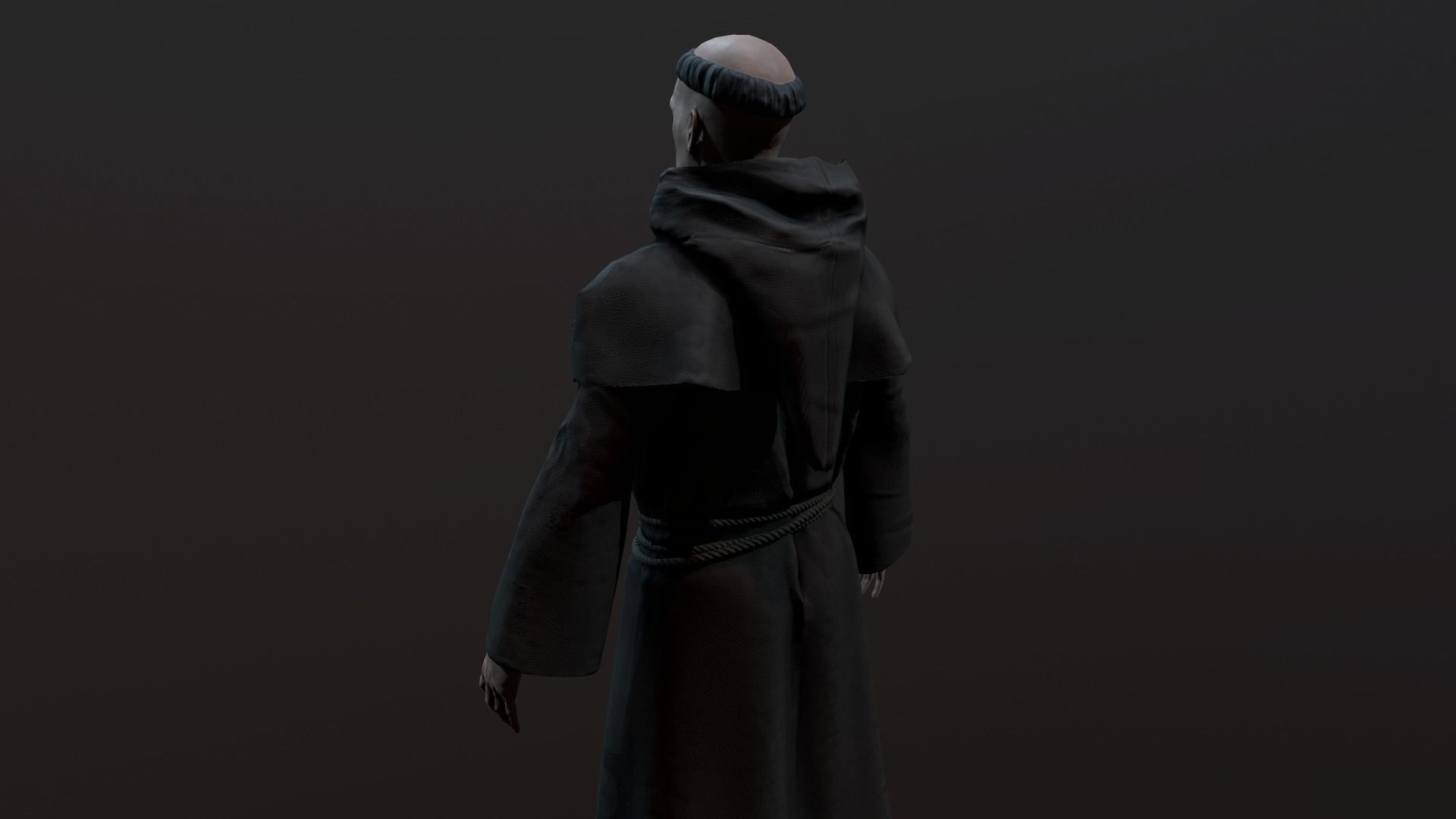 Monk 3d in robe Low-poly 3D model_12