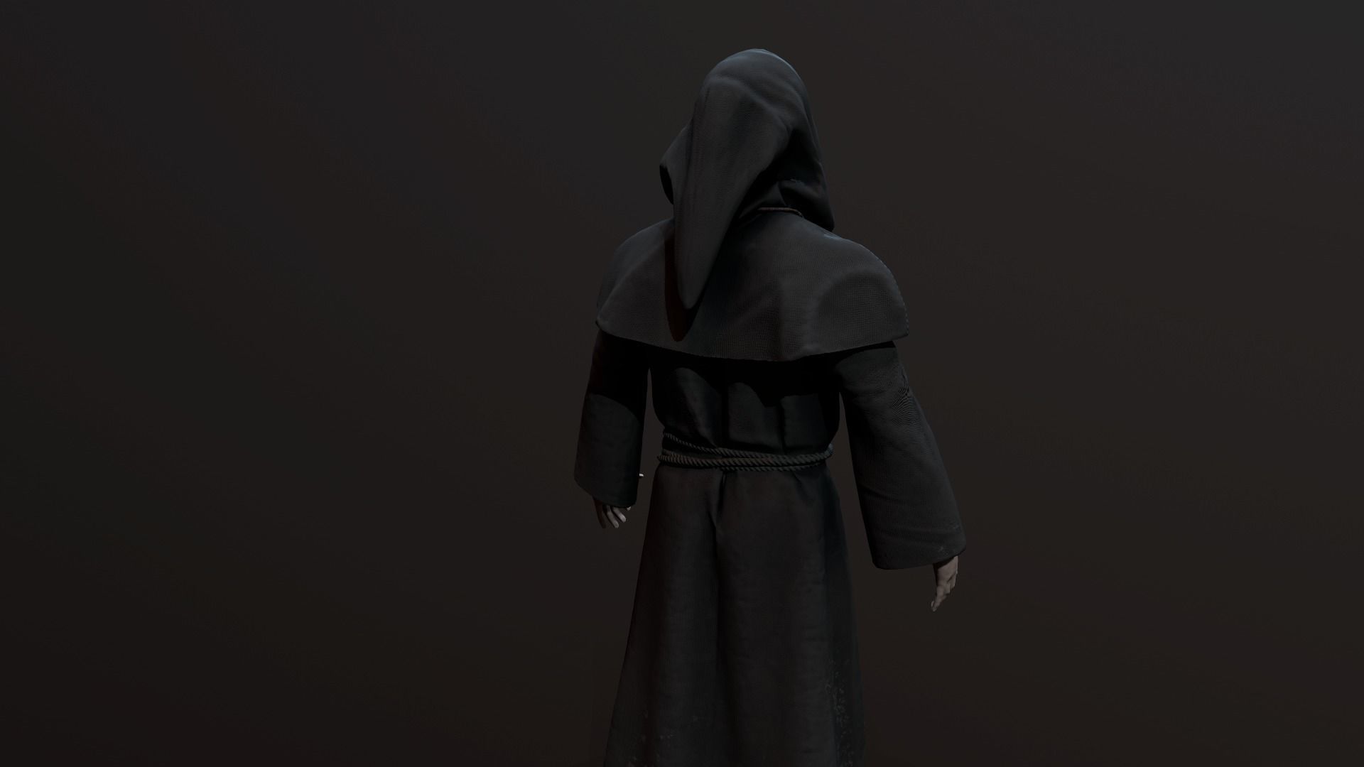 Monk 3d in robe Low-poly 3D model_6