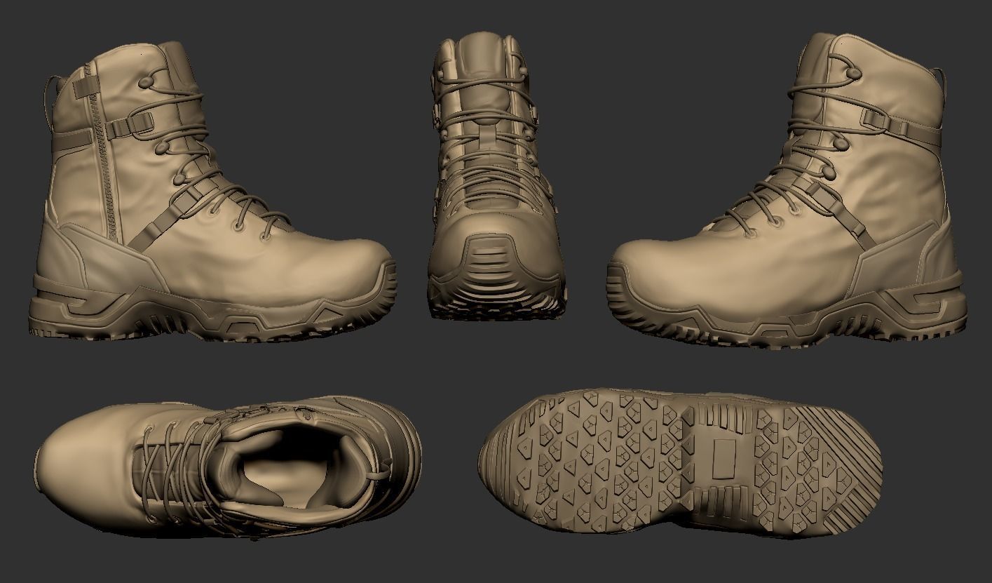 SWAT Alpha Fury Military Boot Low-poly 3D model_8
