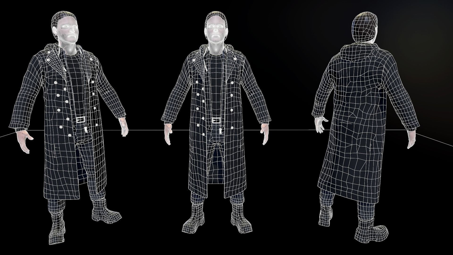 Male character Low-poly 3D model_2