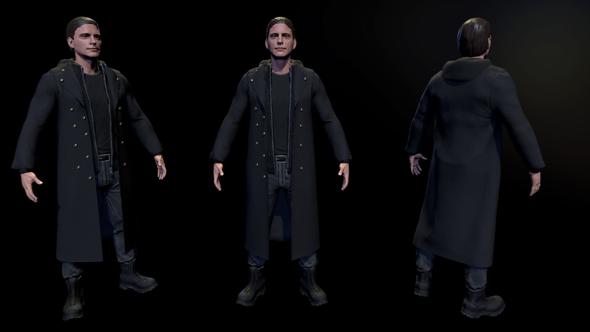 Male character Low-poly 3D model_1