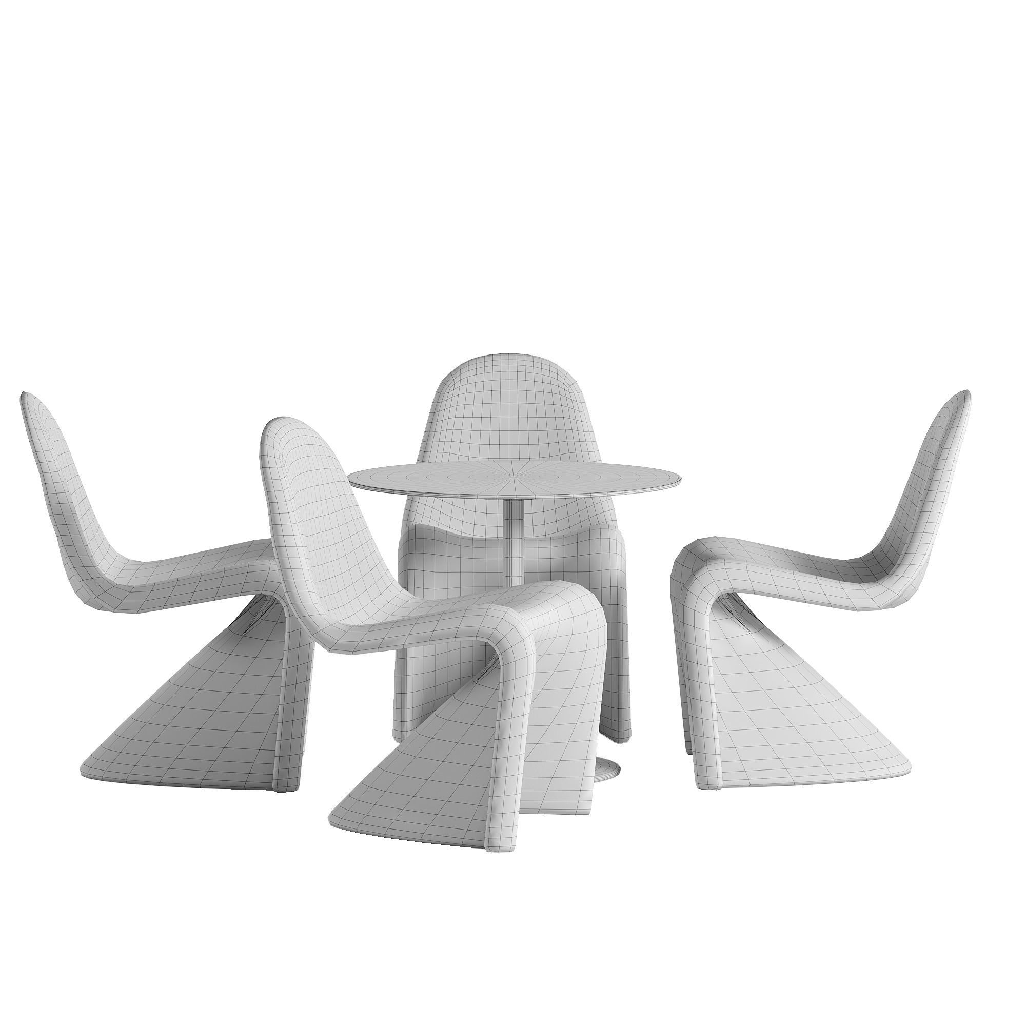 Glass Dining set Low-poly 3D model_2