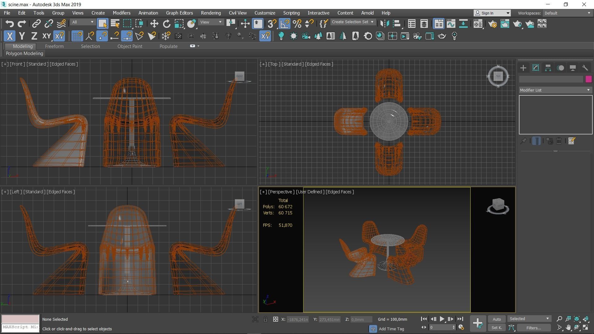 Glass Dining set Low-poly 3D model_3