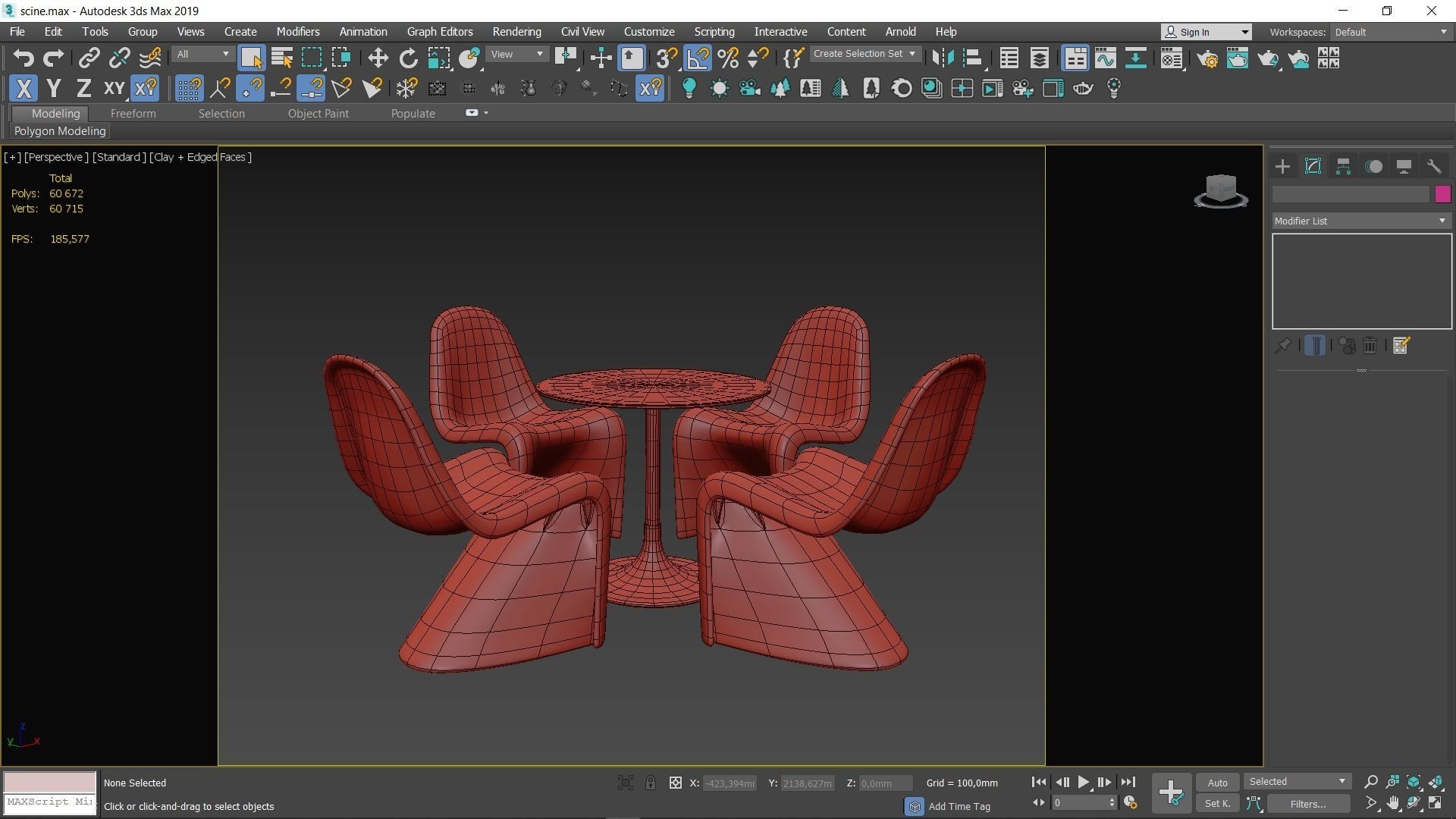 Glass Dining set Low-poly 3D model_7