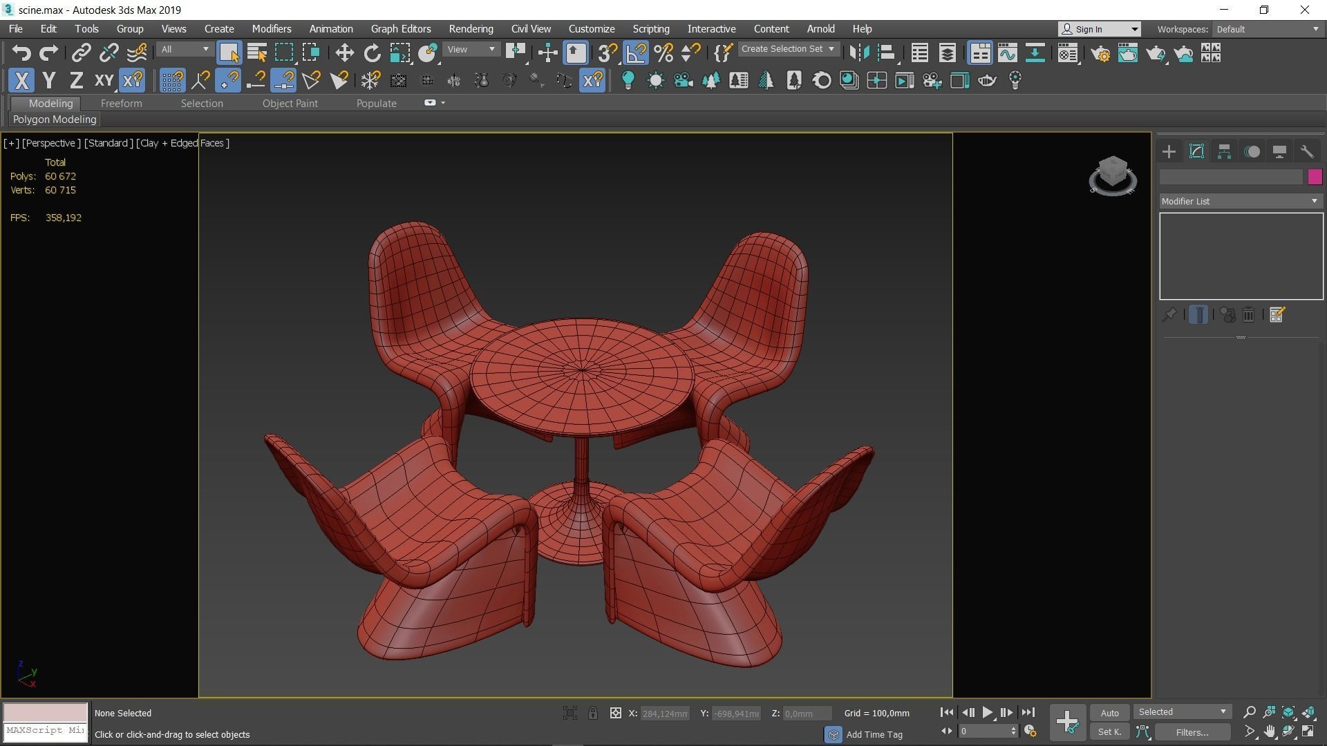 Glass Dining set Low-poly 3D model_8