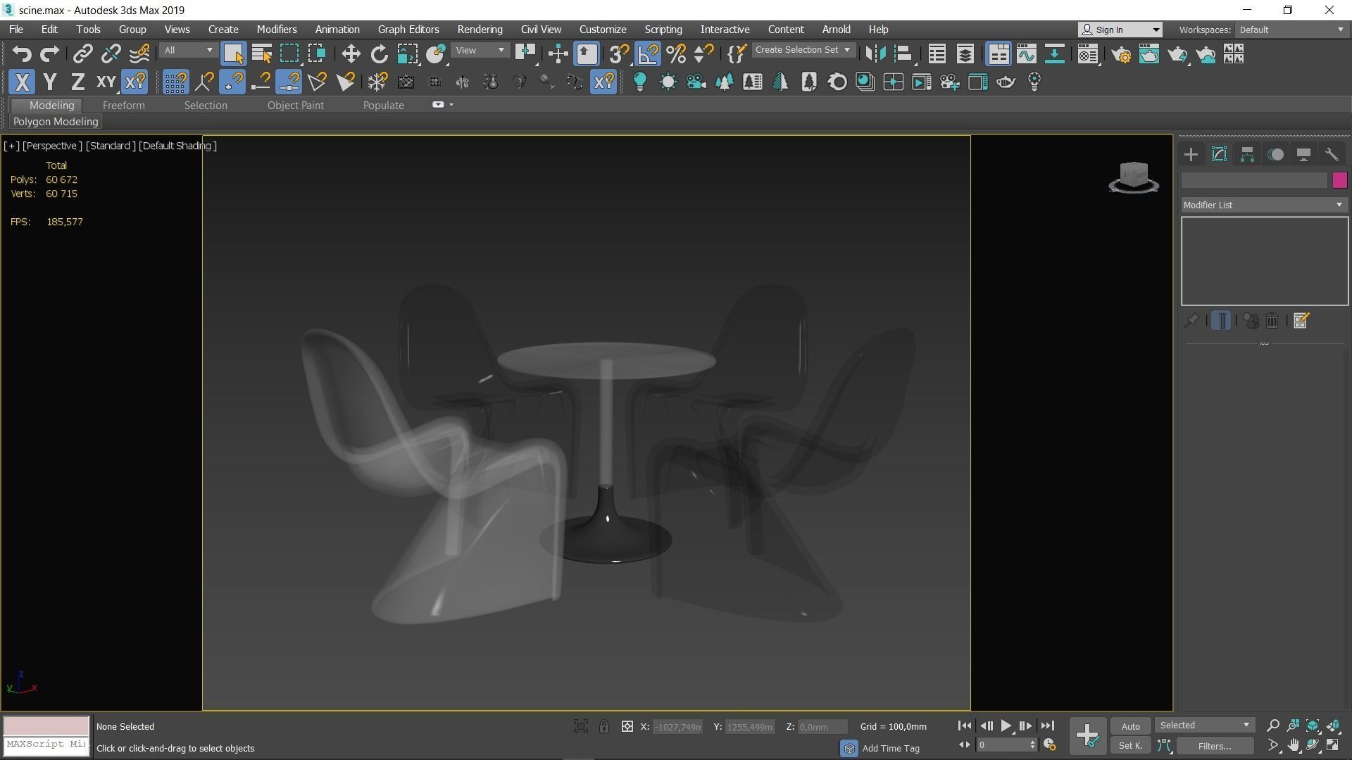 Glass Dining set Low-poly 3D model_5
