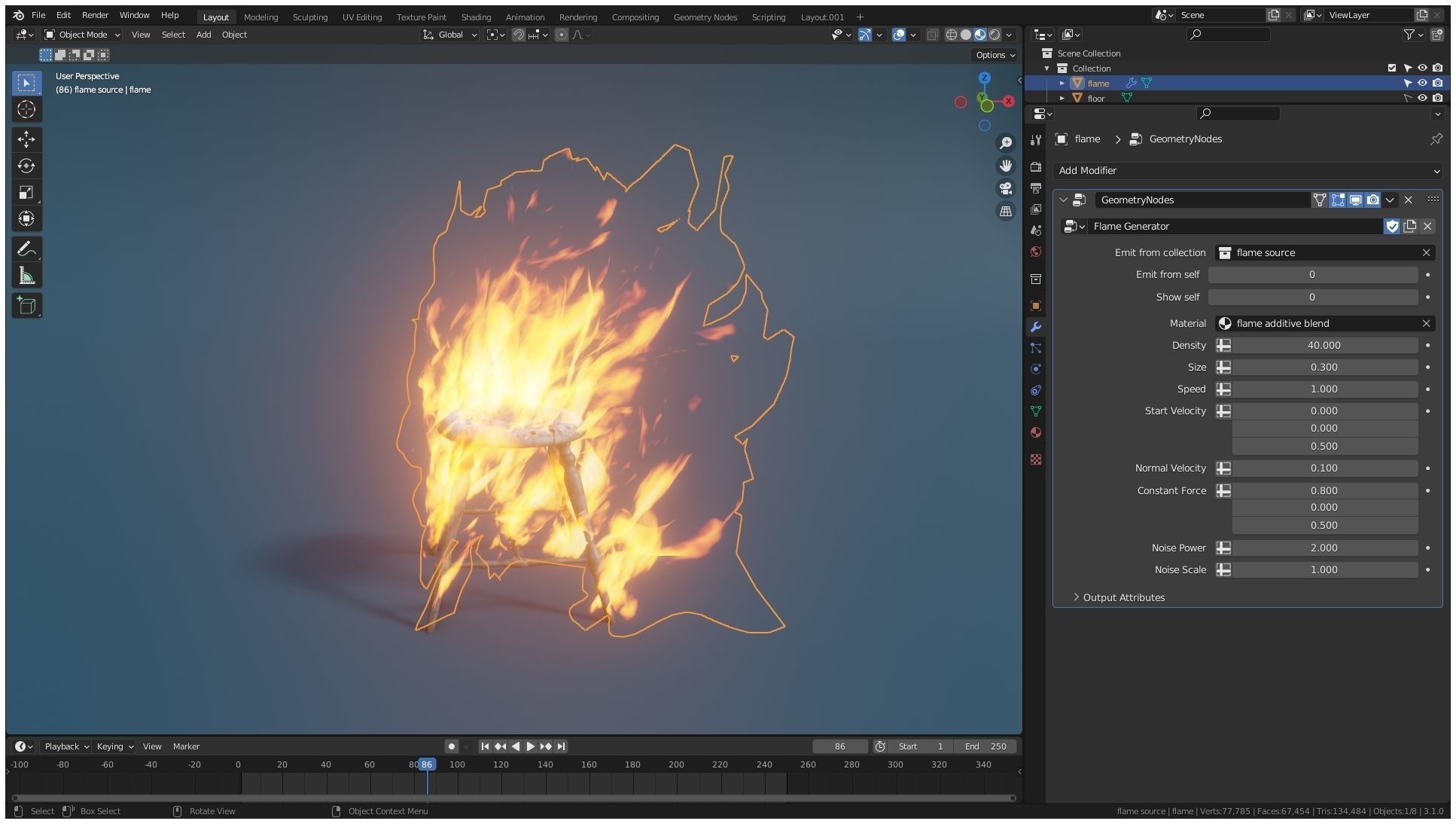 Realtime flame generator in Blender 3D model_5