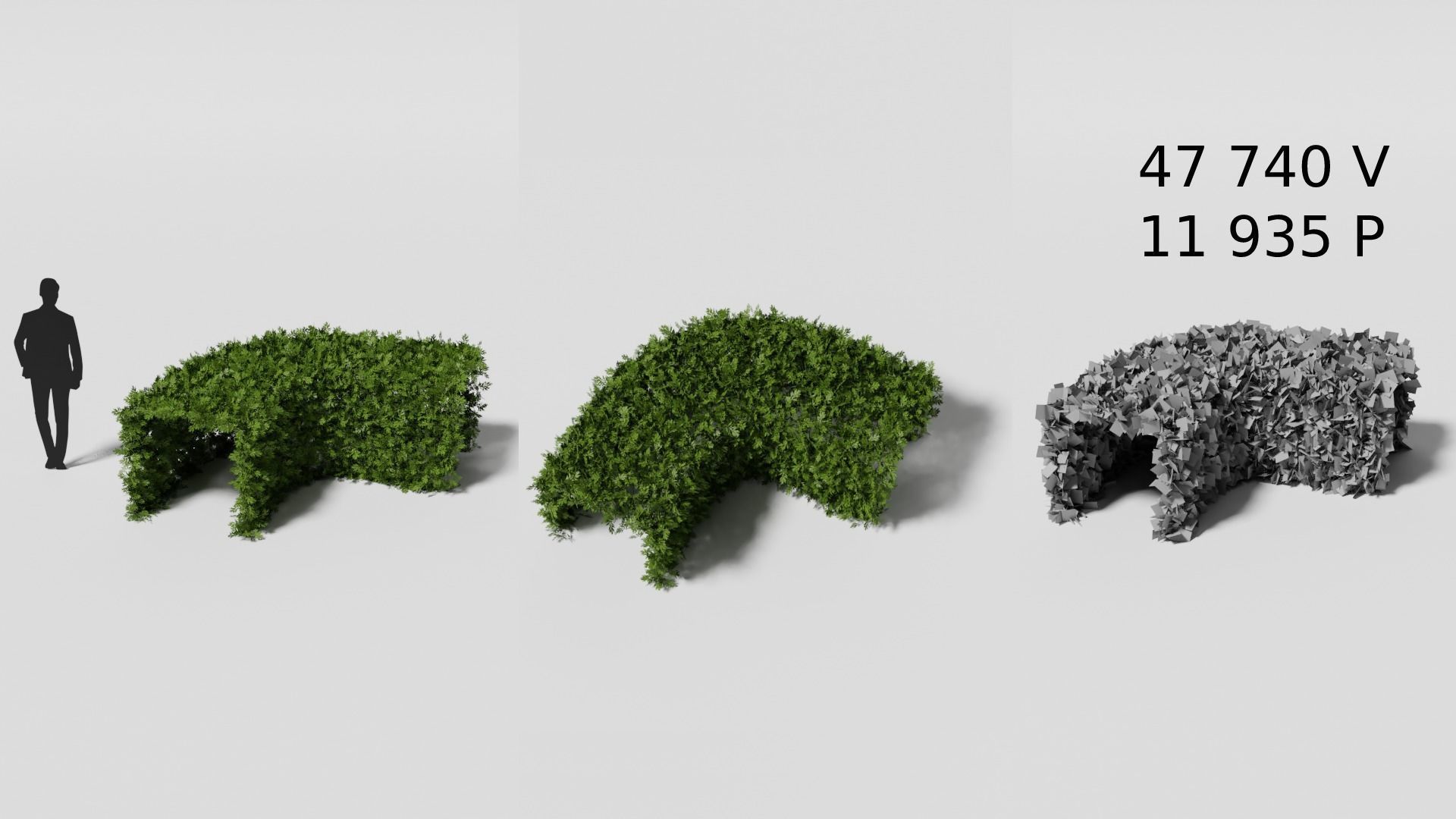 Garden boxwood cubic set v2 Low-poly 3D model_6