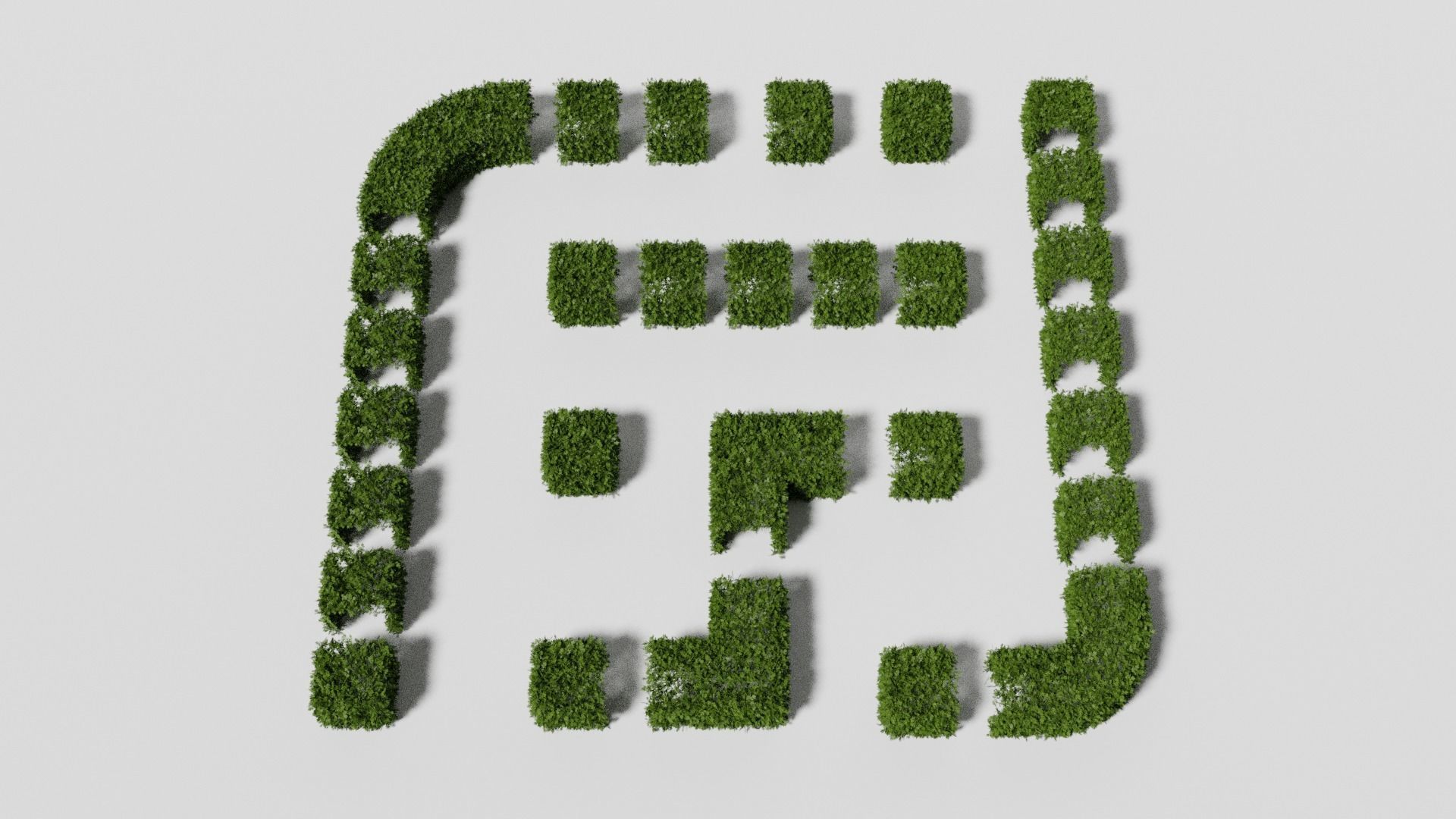 Garden boxwood cubic set v2 Low-poly 3D model_1