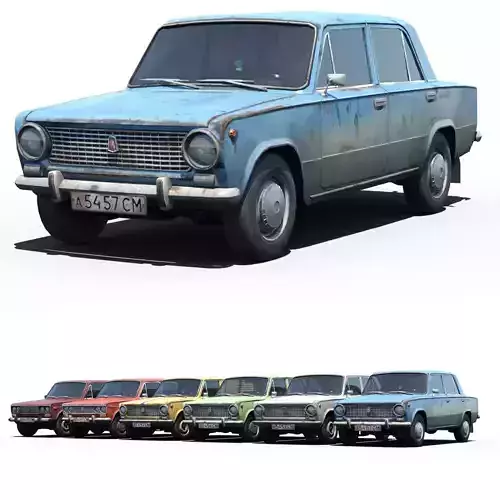 Pack of Ladas Low-poly 3D model