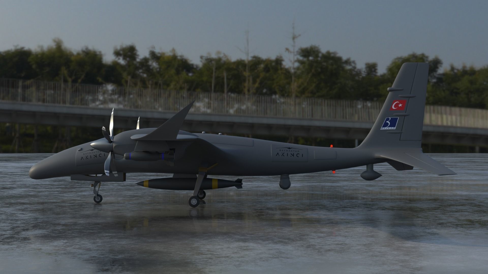 AKINCI Tiha - BAYRAKTAR UAV 3D - low poly model Low-poly 3D model_2