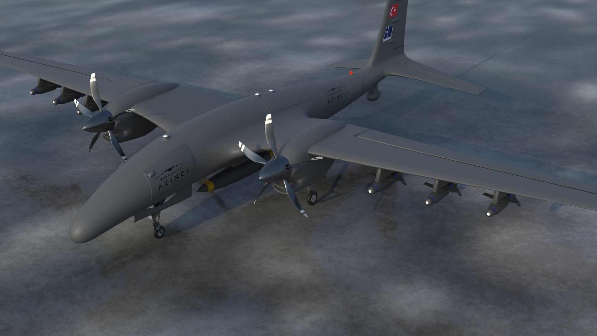 AKINCI Tiha - BAYRAKTAR UAV 3D - low poly model Low-poly 3D model_5