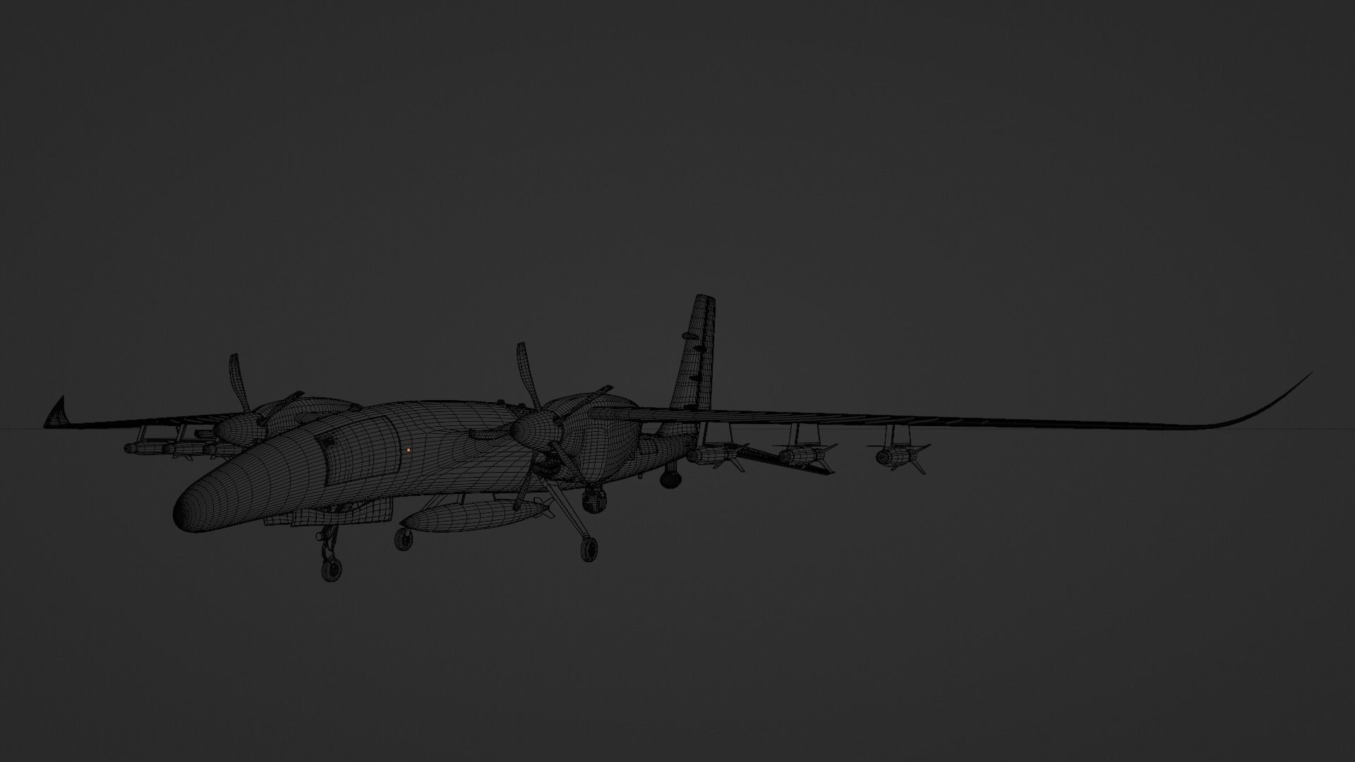 AKINCI Tiha - BAYRAKTAR UAV 3D - low poly model Low-poly 3D model_8
