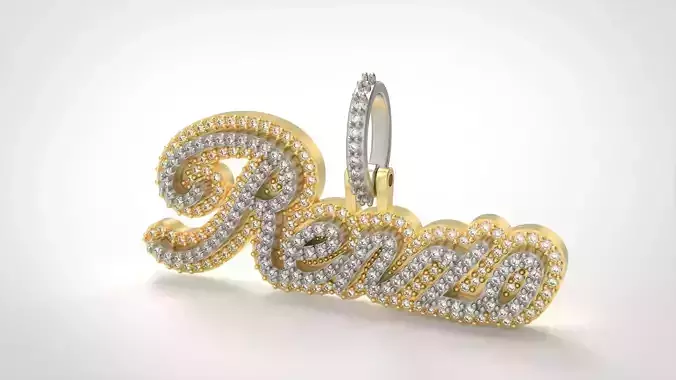 Model 725 Renzo Name Necklace Diamond Pendant