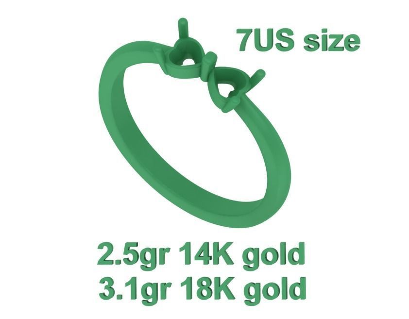 Bow Knot Ring Heart 4x4 Stone Two Hearts Ring 3dmodel 3D print model_16