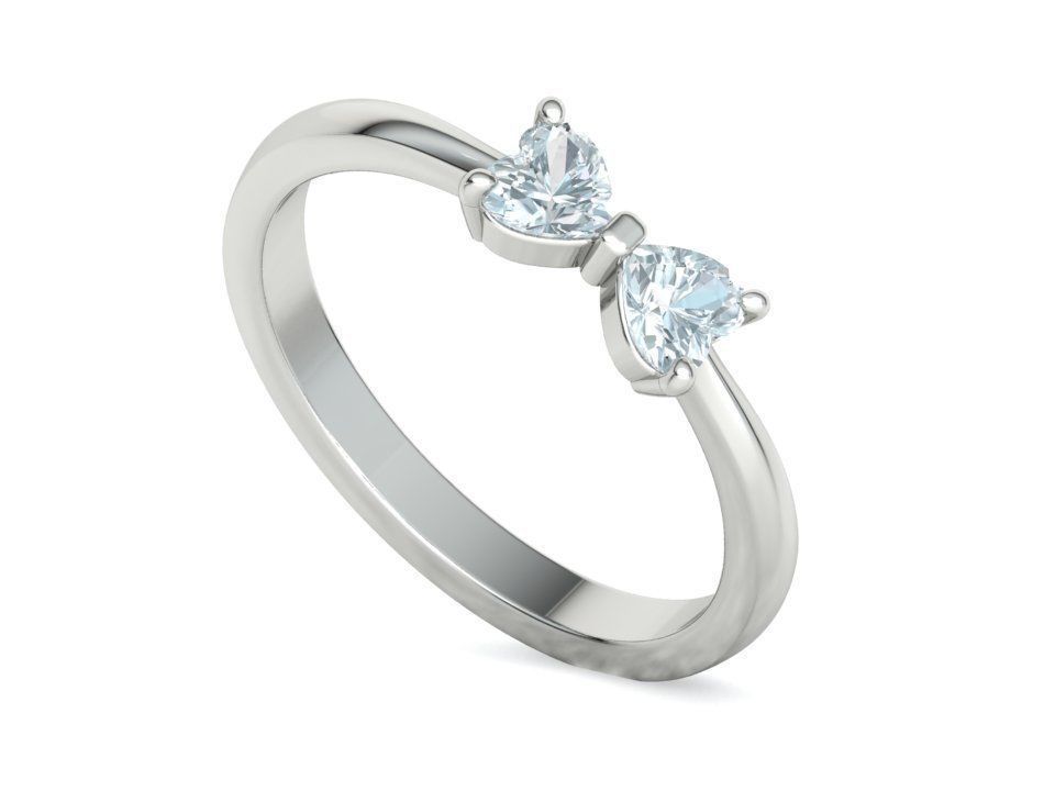Bow Knot Ring Heart 4x4 Stone Two Hearts Ring 3dmodel 3D print model_27