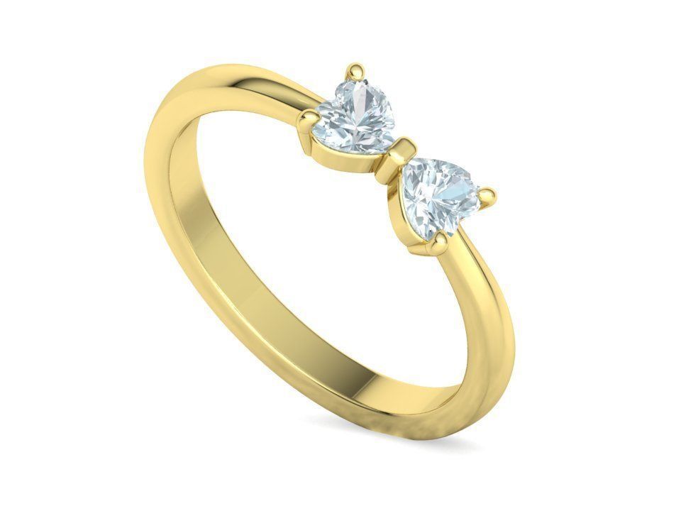 Bow Knot Ring Heart 4x4 Stone Two Hearts Ring 3dmodel 3D print model_26