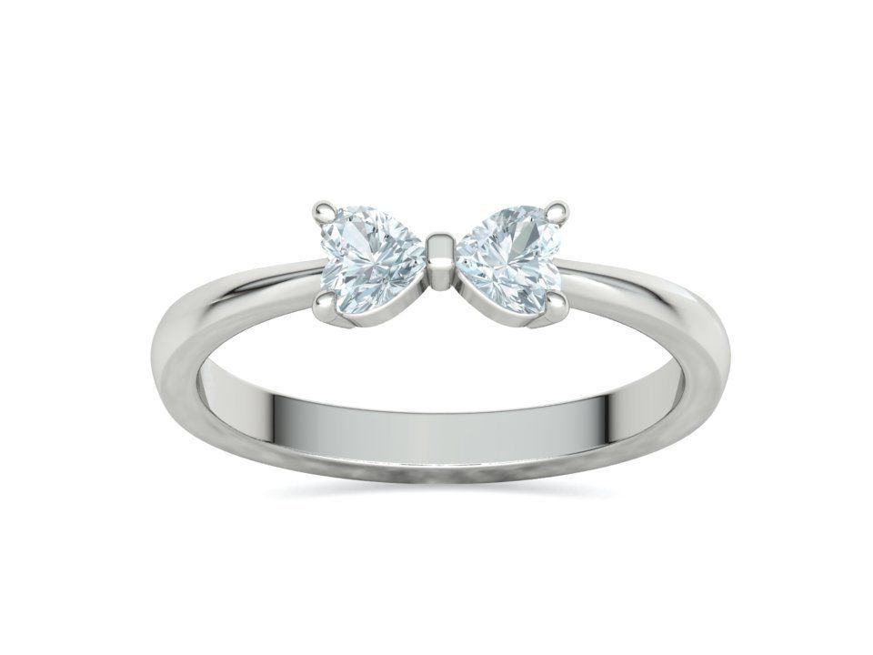 Bow Knot Ring Heart 4x4 Stone Two Hearts Ring 3dmodel 3D print model_24