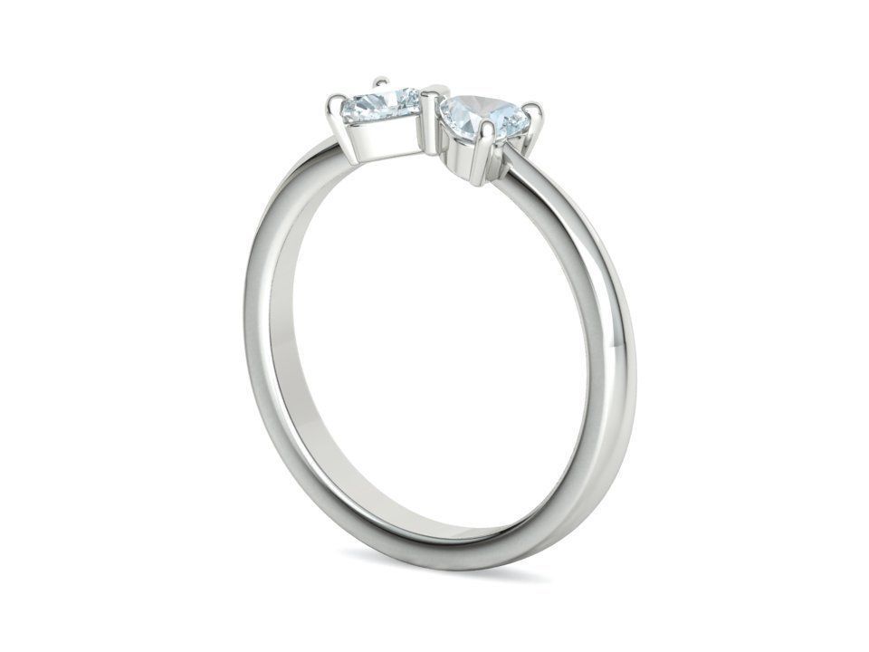 Bow Knot Ring Heart 4x4 Stone Two Hearts Ring 3dmodel 3D print model_30