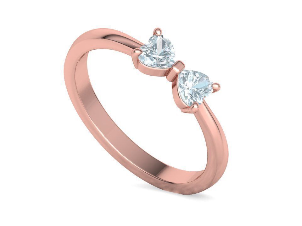Bow Knot Ring Heart 4x4 Stone Two Hearts Ring 3dmodel 3D print model_25