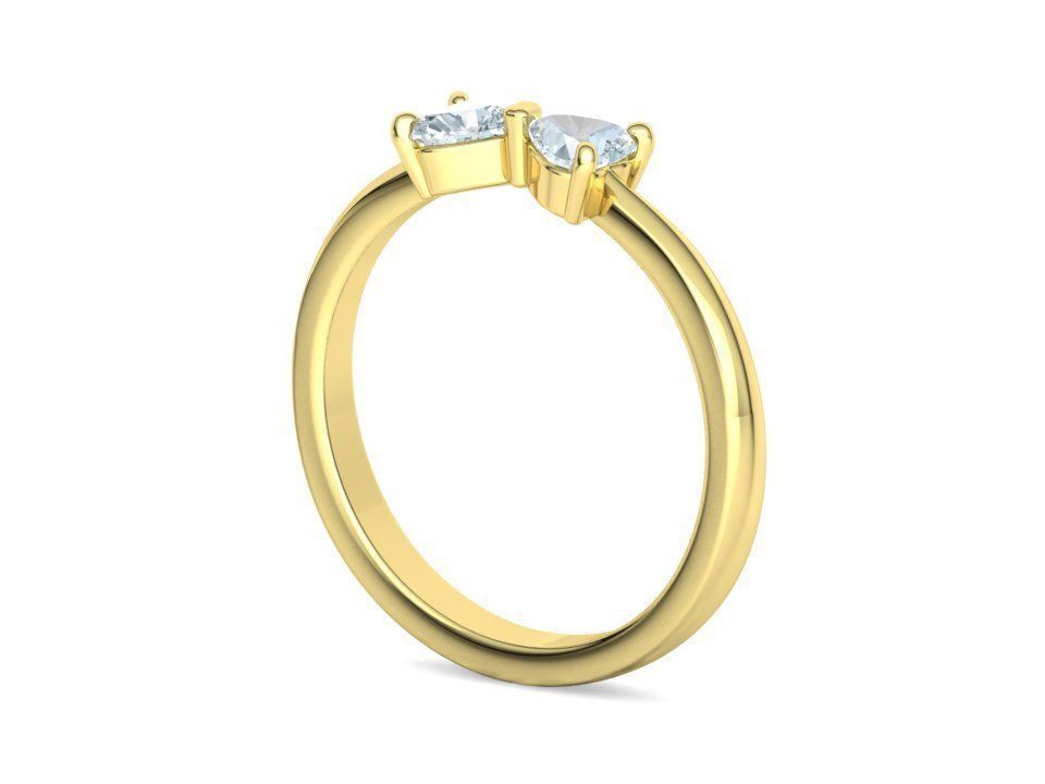 Bow Knot Ring Heart 4x4 Stone Two Hearts Ring 3dmodel 3D print model_29