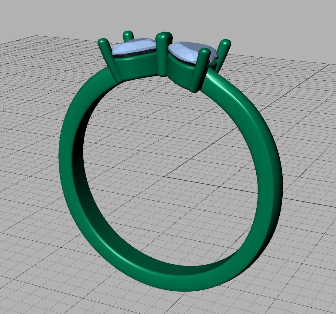 Bow Knot Ring Heart 4x4 Stone Two Hearts Ring 3dmodel 3D print model_20