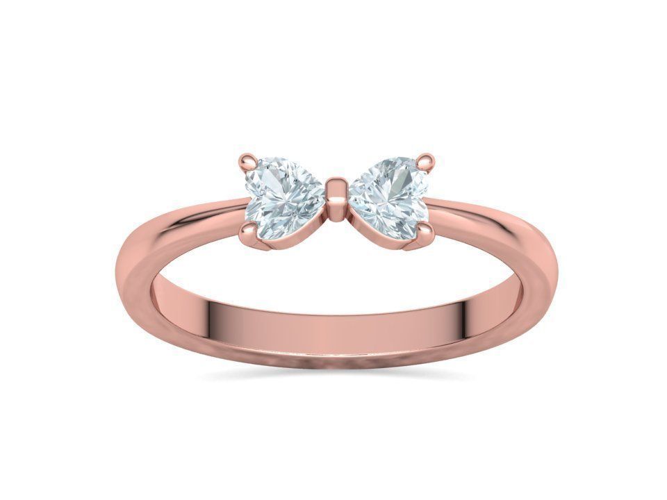 Bow Knot Ring Heart 4x4 Stone Two Hearts Ring 3dmodel 3D print model_22
