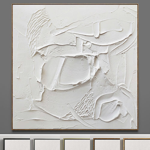 Plaster two square photo frames 04 Low-poly 3D model