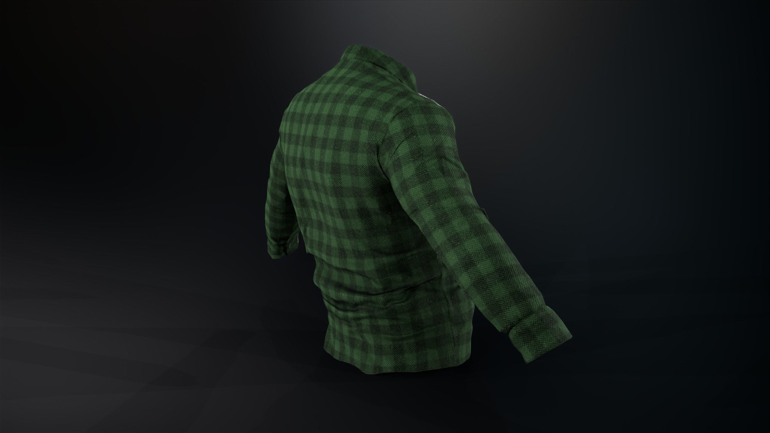 Green Flannel Button Up Shirt  Low-poly 3D model_2