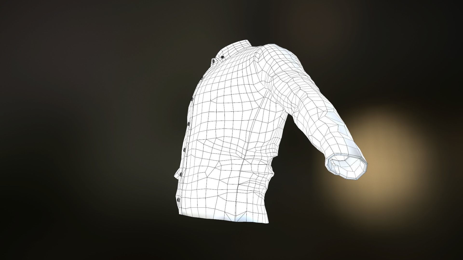 Green Flannel Button Up Shirt  Low-poly 3D model_14