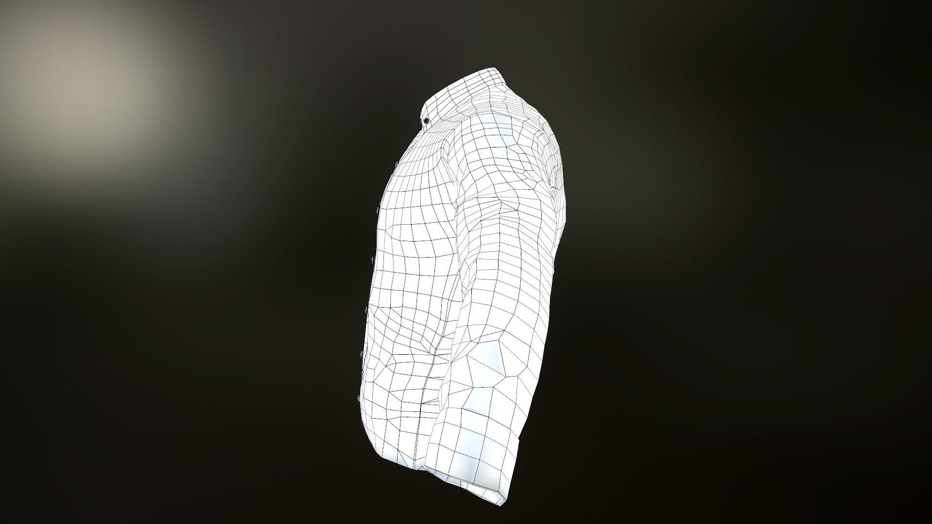 Green Flannel Button Up Shirt  Low-poly 3D model_18