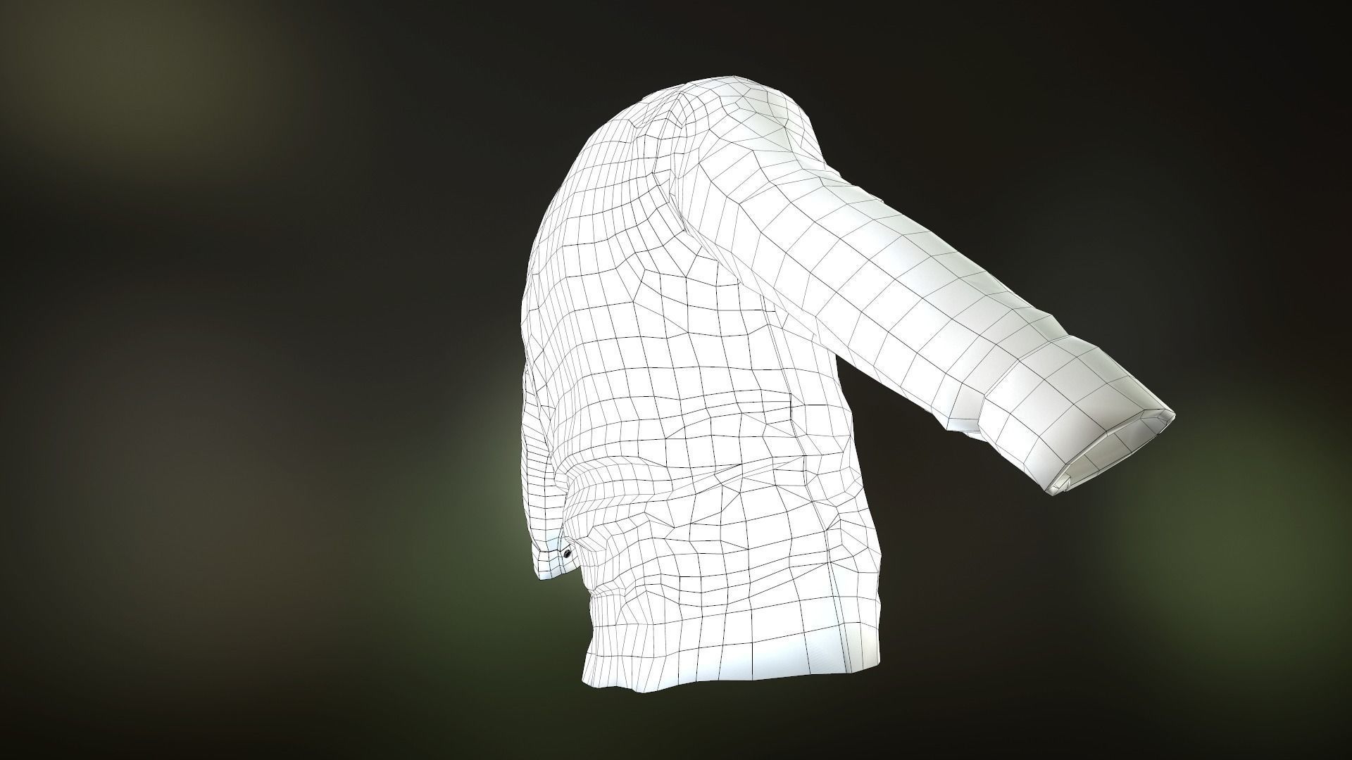 Green Flannel Button Up Shirt  Low-poly 3D model_16