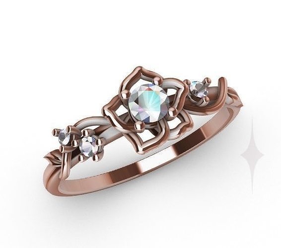 Engagement ring Flower diamond princess Disney 3d print 3D print model