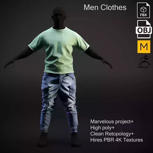 Men Clothes High Poly Clean Retopology 3D model