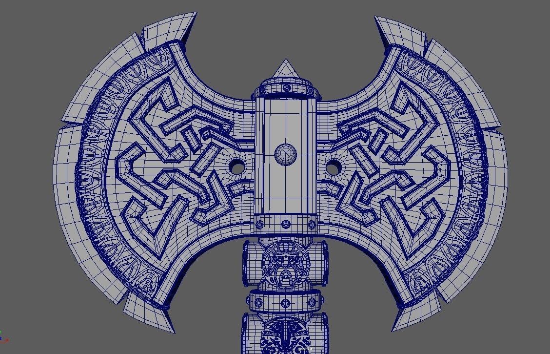 Game Ready Dwarf Axe Free low-poly 3D model_7