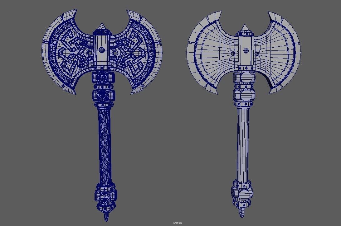 Game Ready Dwarf Axe Free low-poly 3D model_6