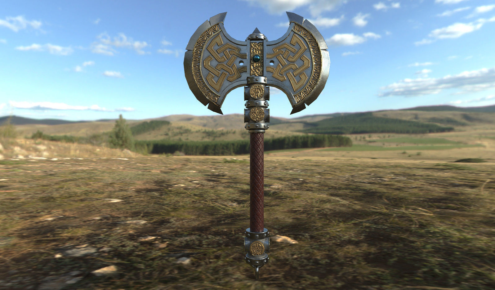 Game Ready Dwarf Axe Free low-poly 3D model_2