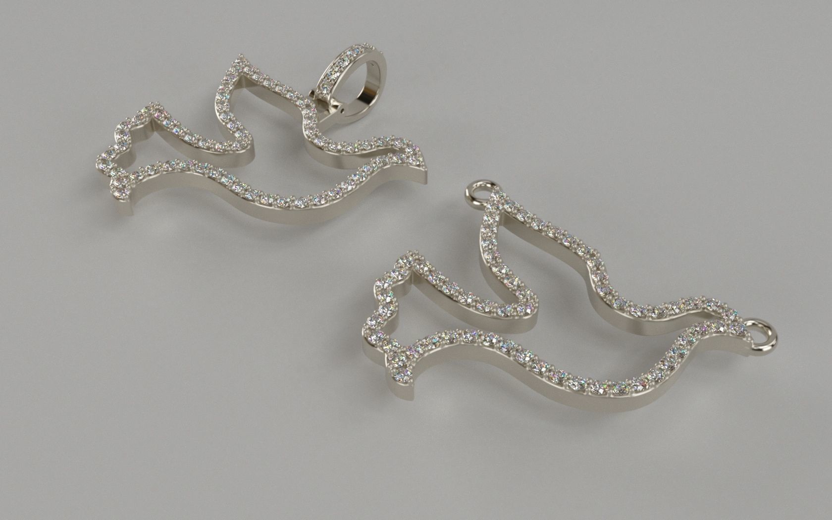 Thin Dove Pendants with Diamonds 3D print model_1